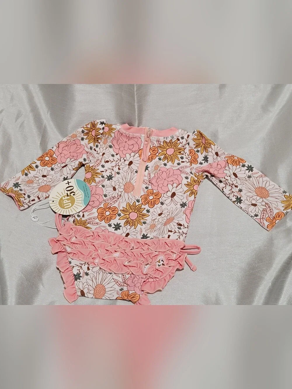 NWT Caden Lane Baby Boho Floral Ruffle Swim Rashguard (Only) Matching Set Avail.